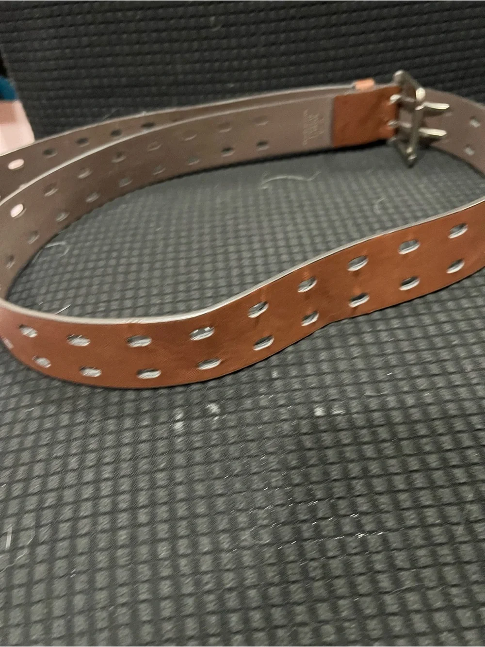 Woman’s Brown Leather Belt with Triple-Prong Buckle